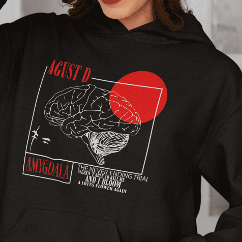 Moletom Amygdala Agust D Min Yoongi com Capuz - em Algodão - (ESTOQUE BRASIL)