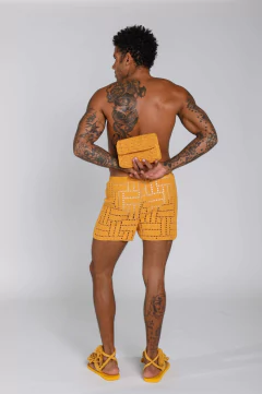 Short Mustard Labirintos - Atelie Mão de Mãe