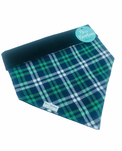 Bandana inverno xadrez green dupla face veludo marinho