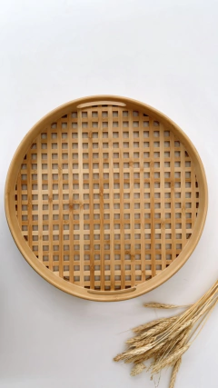 BANDEJA VAZADA DE BAMBU REDONDA 35CM