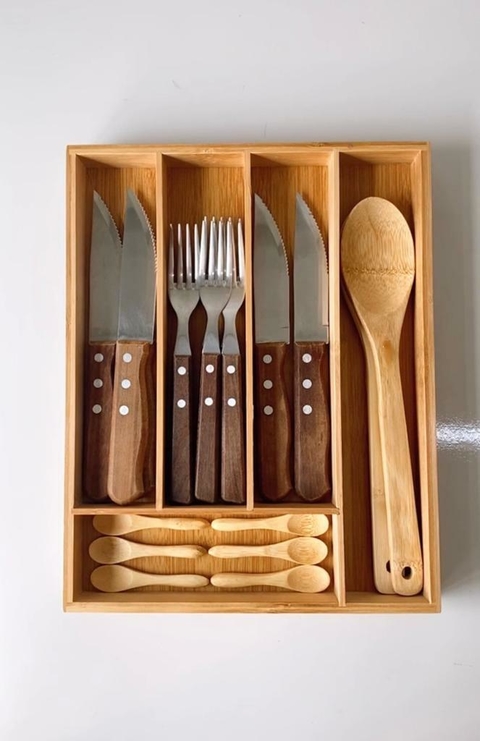 PORTA TALHERES BAMBU- 5 DIVISÕES