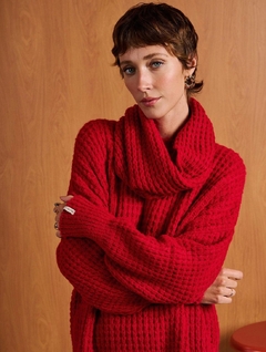 Blusa alongada com gola removível, fenda lateral e punhos canelados Biamar 11889 - comprar online