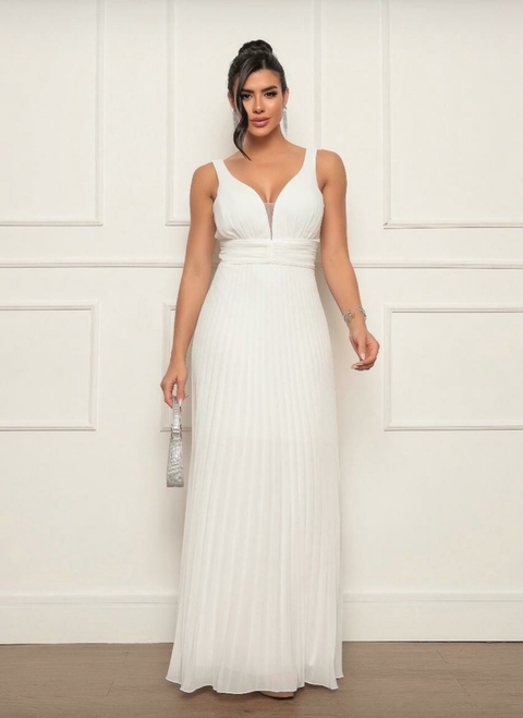 Vestido Noiva Longo Minimalista Plissado - REF50080 - comprar online