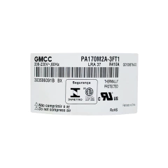 Compressor 18.000 Btu/h, 220/60/1F R410A Rotativo GMCC / Toshiba PA170M2A-3FT1 - 180014 - Qualipeças