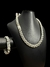 CORDÃO + PULSEIRA FRISO TRIPLO 12MM BANHADO A PRATA 925 / 50 MILÉSIMOS - comprar online