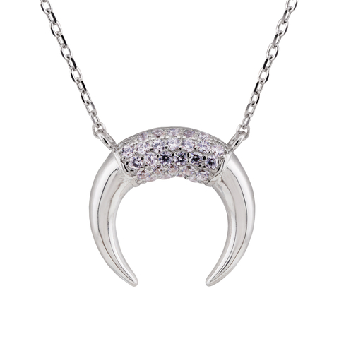 Colar Prata c/ Ródio Lua Invertida Zircônia - comprar online