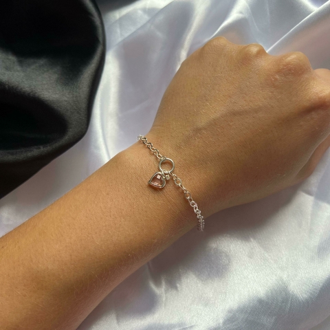 Pulseira Coração Rosa