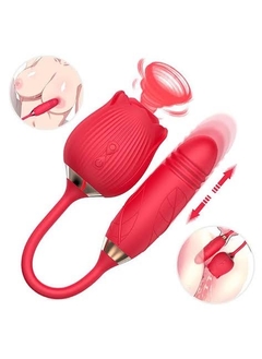 Vibrador Recarregável Flor Vai e Vem e Sugador - VITORELI SEX SHOP