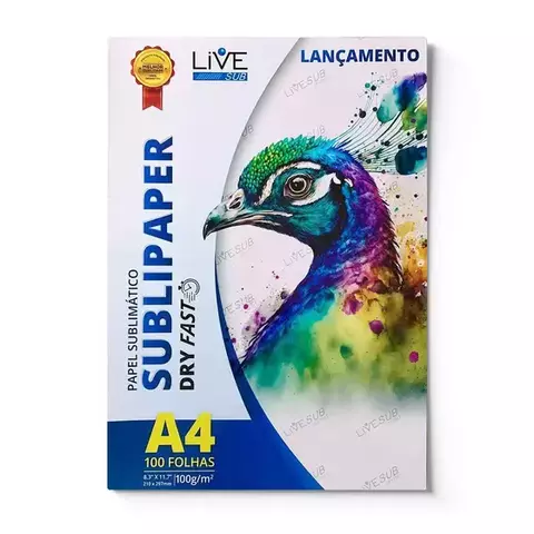 Papel Sublimatico A4 DRY FAST 100 folhas LIVE