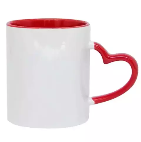 Caneca Coração Alça e Interior Vermelho 325ml Live
