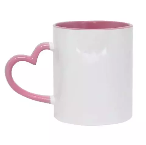 Caneca com Alça Coração e Interior Rosa - JKB
