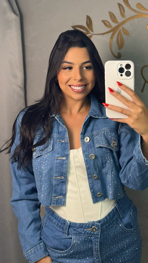 Jaqueta jeans brilho - comprar online