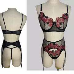 Conjunto de Lingerie sexy Anne com Renda e Bordado erótico. - comprar online