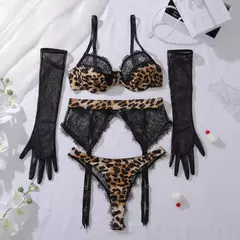Conjunto Lingerie Leopardo Feminina Sexy, Roupa Erótica, Lingerie Sensual Naomi - Clube das Coisas - Tudo para Você ficar mais Linda e Sexy