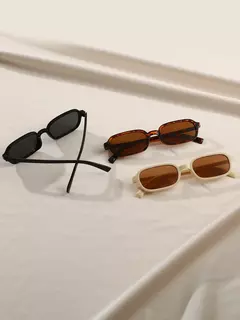 Conjunto de Óculos Armação quadrada Elegante, 3 peças, Unissex na internet