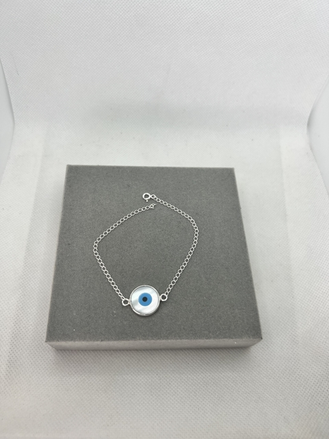 Pulseira regulável olho grego em madrepérola G.