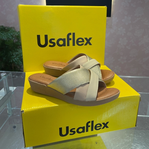 Usaflex Tamanco Plataforma Couro Tricolor Metalizado Texturizado AG3917 Prata Velho - LEIAM A DESCRIÇÃO