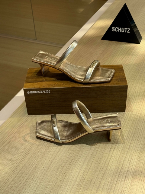 Schutz Mule Dourada Duas Tiras S22073 0004 0005U