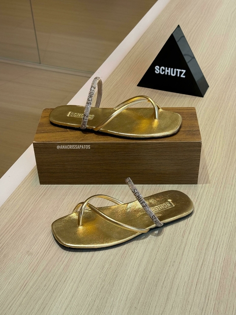 Schutz Rasteira Dourada Strass S22110 0012 0002U