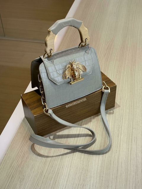 Schutz Bolsa Believe Couro Croco Nude