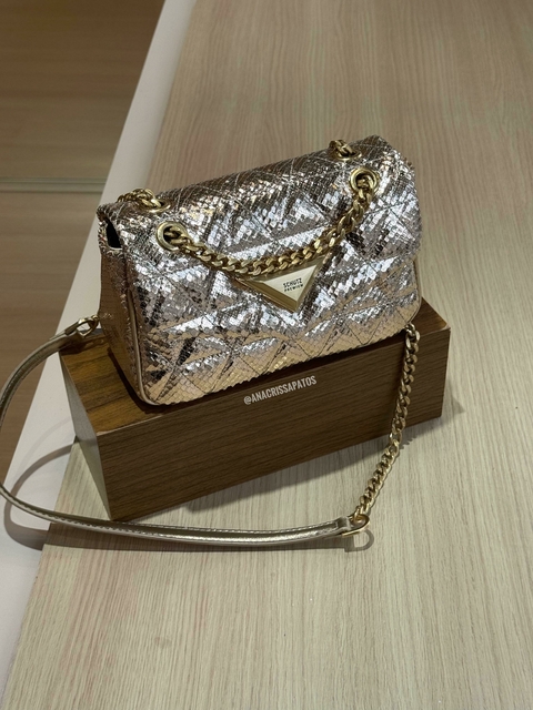 Schutz Bolsa 944 Party Dourada Couro