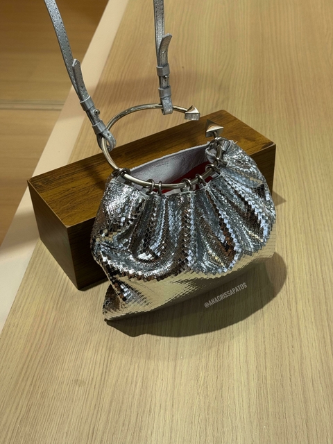 Schutz Bag Virgo Couro Prata Escamas Schutz Party Bolsa - comprar online