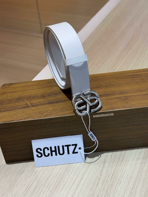 Schutz Cinto Emblem Branco Fivela SS Prata