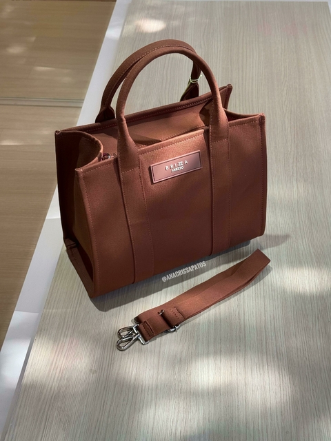 Brizza Arezzo Bag Shopping Lona Marrom Bolsa