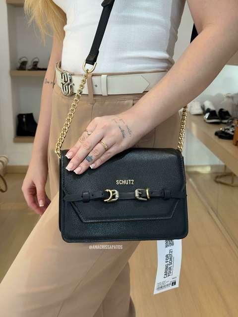 Schutz Bag Hari Couro c/ Metais Bolsa Preta - comprar online