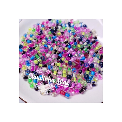 miçangas de vidro para pulseiras 3,6mm c/25grs colorido escuro
