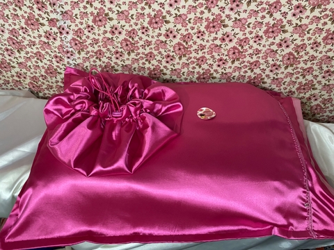 Kit de fronha de cetim + touca Daphne