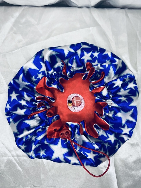 Touca de cetim dupla face Daphne “Mulher Maravilha”