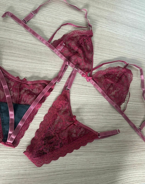 Conjunto erótico de encaje c/puntilla