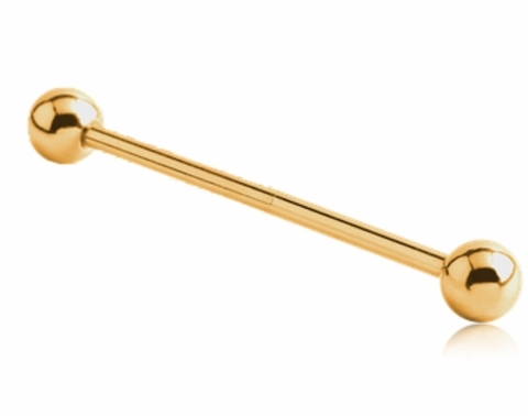 Barbell reto titânio PVD gold 36mm, rosca externa.
