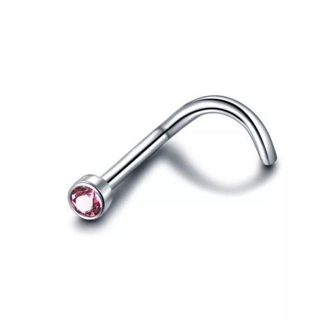 Nostril aço zircônia rosa