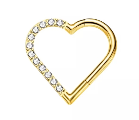 Segmento titânio PVD gold lado esquerdo 10mm (pedras zircônia)