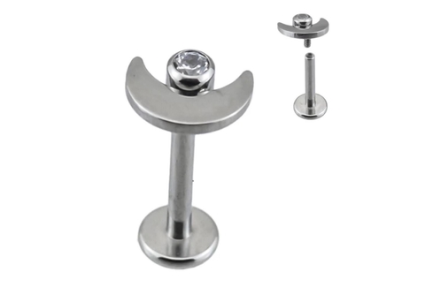 Labret titânio lua zircônia 8mm, rosca interna.