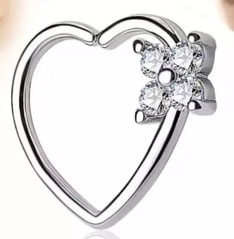 Coração aço strass lado esquerdo 10mm. BB2