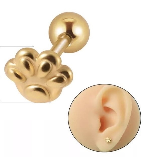 Labret patinha aço cirúrgico 6mm. Rosca Externa. PVD GOLD.