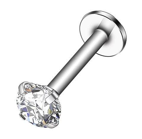 Labret titânio (zircônia 4mm), haste 10mm, rosca interna.