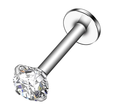Labret titânio (zircônia 2.5mm) Haste 10mm, rosca interna.