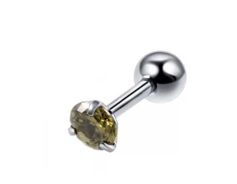 Labret aço strass verde. 6mm