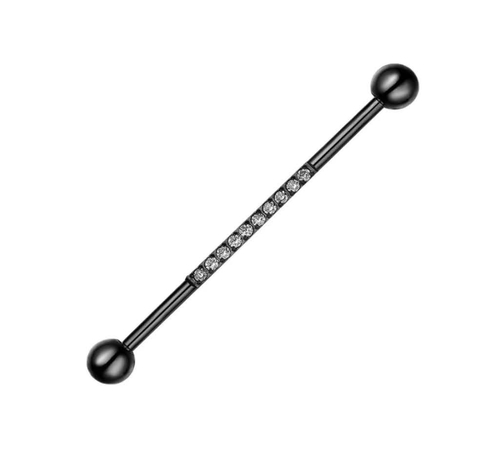 Barbell aço PVD black 38mm zircônia