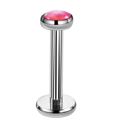 Labret titânio opala rosa 8mm. 1.2MM espessura.