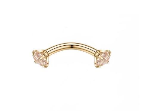 Barbell curvo aço 8mm strass. PVD gold.