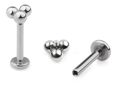 Labret titânio três esferas 8mm. C20