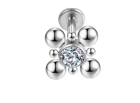 Labret esfera e pedra zircônia 10mm. L3