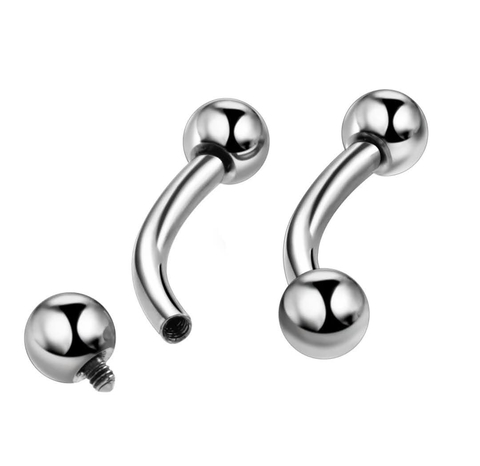 Barbell titânio curvo 8mm rosca interna. 1.2mm