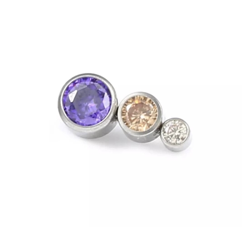 Labret titânio zircônia lilás e champanhe lado direito 8mm