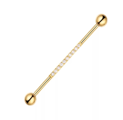 Barbell aço PVD gold 38mm.